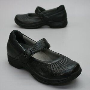 Dansko Ladies 41(10.5-11) Kitty Pleated Black Mary Jane Buckle Strap Shoes Clogs